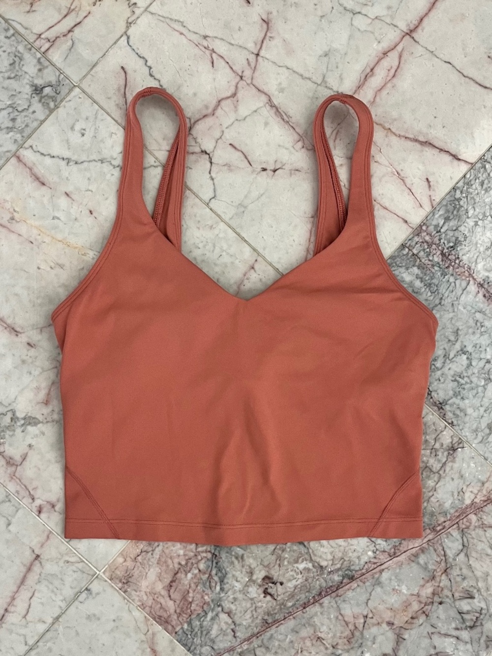 lululemon Algin Tank Top Rustic Coral Orange Built in Shelf Bra Nulu
